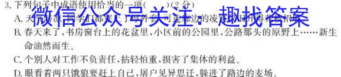 广西省2023年春季学期高一期中检测（23-394A）语文