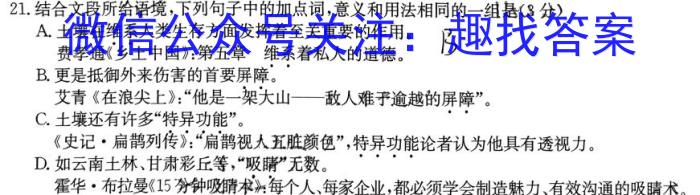 陕西省2023年最新中考模拟示范卷（八）语文