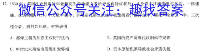 皖智教育安徽第一卷·2023年安徽中考信息交流试卷(二)历史