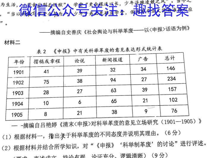 衡水金卷先享题信息卷2023答案 新教材XA六历史