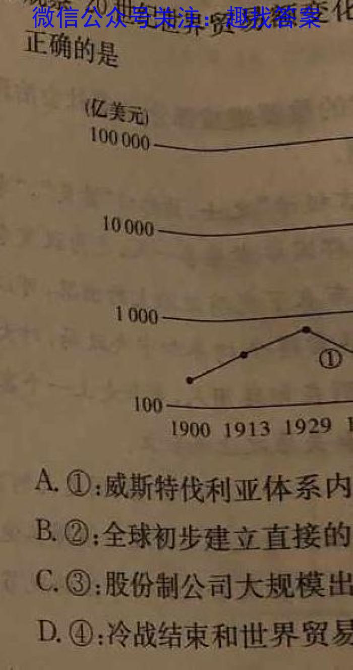 衡水金卷先享题信息卷2023届新教材一二历史试卷