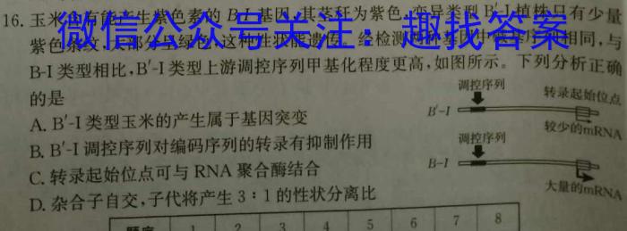 中考模拟系列2023年河北省中考适应性模拟检测(强化二)生物