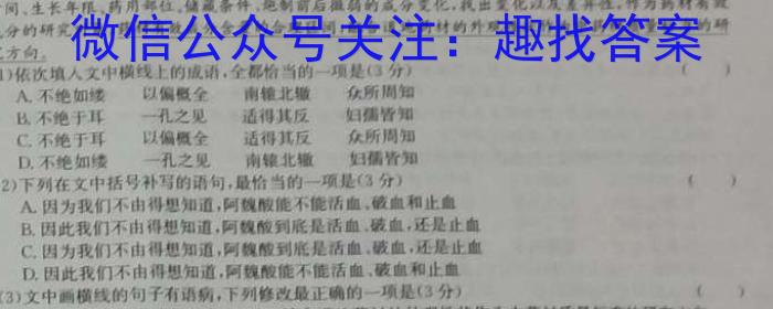 河南新未来3月高二联考2023学年普通高等学校全国统一模拟招生考试语文