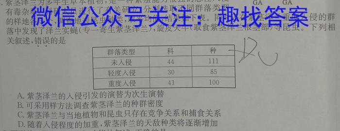 2023年江西九年级学业水平考试模拟卷生物