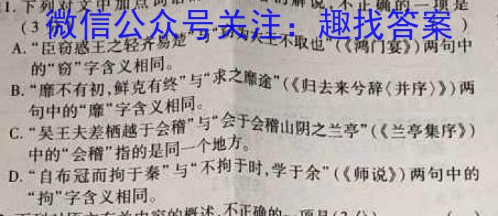 2023年“安徽省示范高中皖北地区”第25届高三联考（3月）语文