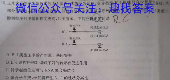 2023年陕西省初中学业水平考试·全真模拟（三）B卷生物