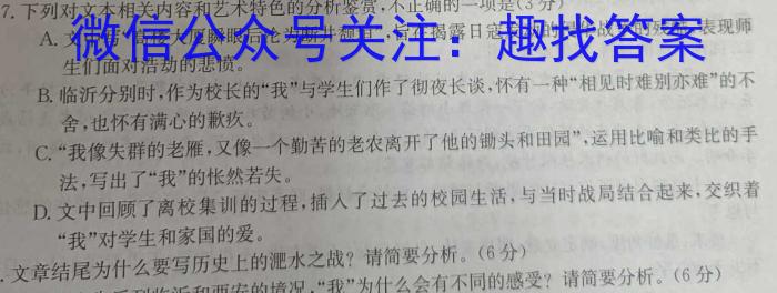 江西省2023届九年级《学业测评》分段训练（六）语文