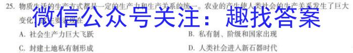 山西省2022-2023学年度第二学期八年级质量检测历史