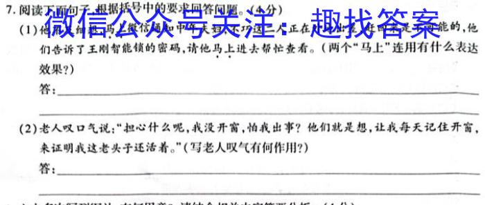 山西省实验中学2023届九年级第二学期第五次阶段性测评（卷）语文