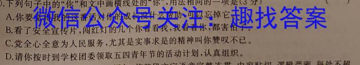 安徽省2022-2023学年高一年级下学期阶段检测联考(231484D)语文