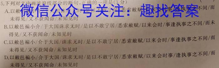 师大名师金卷2023年陕西省初中学业水平考试（二）语文