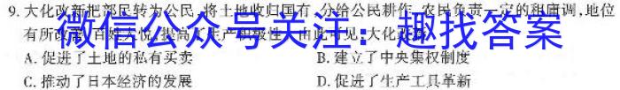 安徽省2023年名校之约·中考导向总复*模拟样卷（八）历史试卷