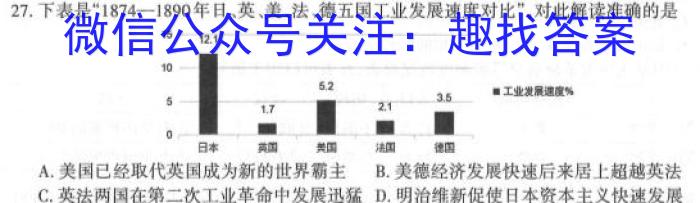 2023年九师联盟高三年级4月质量检测（X）历史