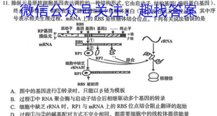 2023届重庆大联考高三年级3月联考生物试卷答案