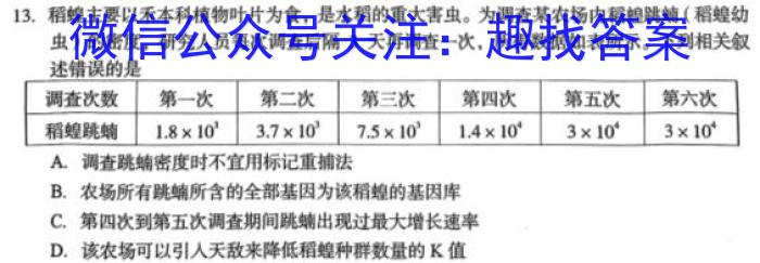 2023届青海高三年级3月联考生物