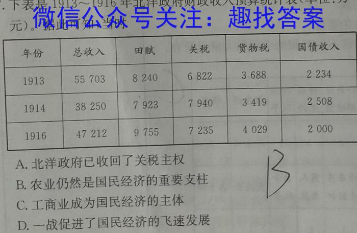 天利38套河北省2023年初中毕业生升学文化课考试押题卷(五)历史