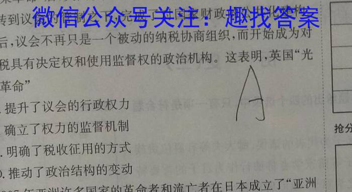 安徽省淮南市2023届九年级3月考试历史