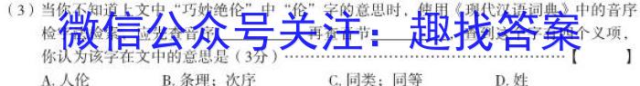 佩佩教育·2023年普通高校统一招生考试 湖南四大名校名师团队模拟冲刺卷(3)语文