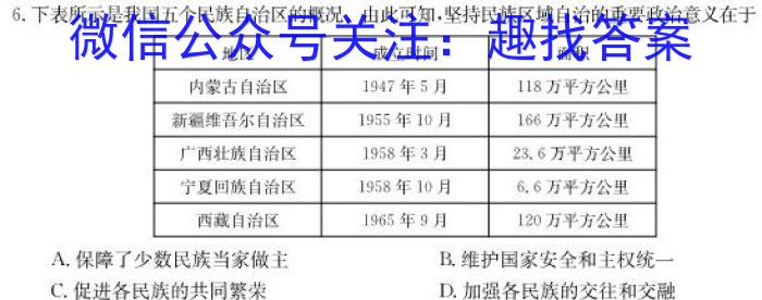 2023年江西大联考高三年级4月联考历史试卷