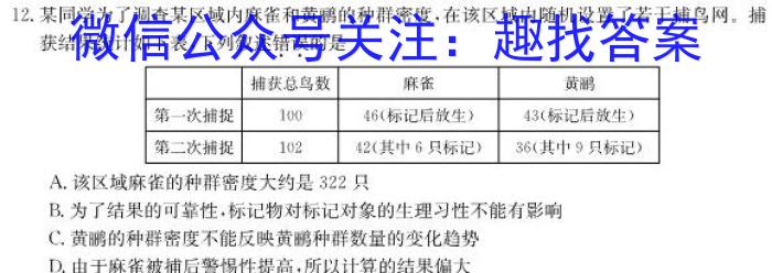 2023年河北省高三年级3月联考(23-244C)生物