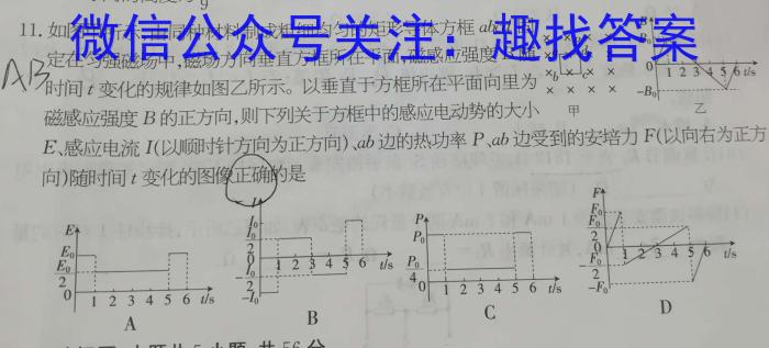 快乐考生2023届双考信息卷·第七辑一模精选卷考向卷(二)物理`