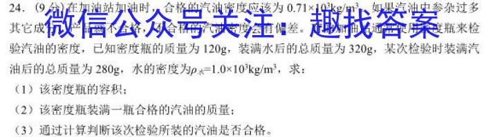 安师联盟2023年中考质量检测试卷.物理