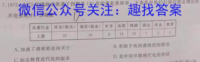江西省2023年初中学业水平考试（四）历史