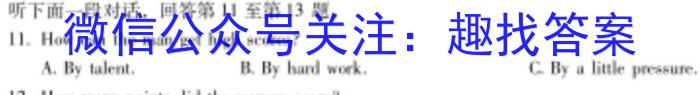 安徽省颍上县2023届九年级教学质量检测英语