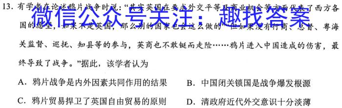 安徽省中考必刷卷·2023年名校内部卷（六）历史