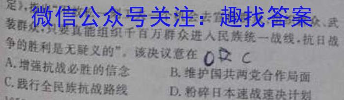 安徽省2022-2023学年九年级联盟考试（二）历史