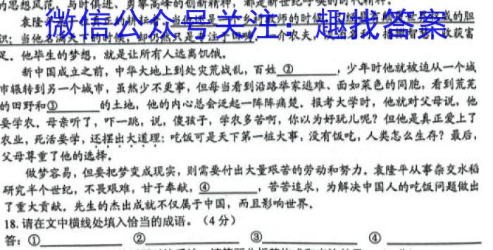师大名师金卷2023年陕西省初中学业水平考试（五）语文