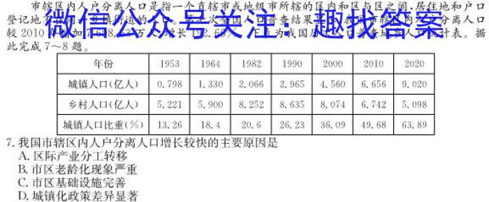 衡中同卷2022-2023下学期高三二调(新高考)s地理