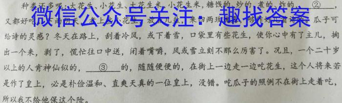陕西省周至县2022~2023九年级第二次模拟考试语文