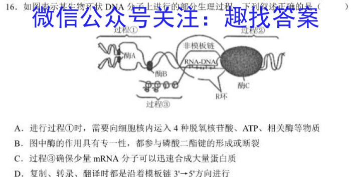 天壹名校联盟·2023年上学期高一期中联考生物试卷答案