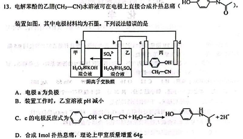2023年普通高等学校全国统一模拟招生考试 新未来4月高一联考化学