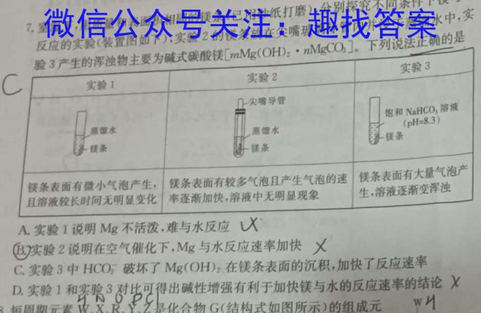 中考必刷卷·2023年安徽中考第一轮复习卷（六）化学