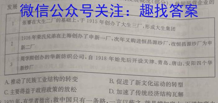 2023年多省大联考高三年级3月联考（◎）历史