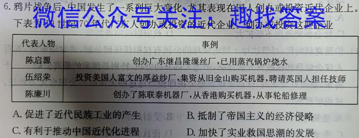 2023年陕西省初中学业水平考试全真预测试卷A版（二）历史