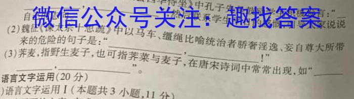 2023考前信息卷·第七辑 重点中学、教育强区 考前猜题信息卷(一)语文