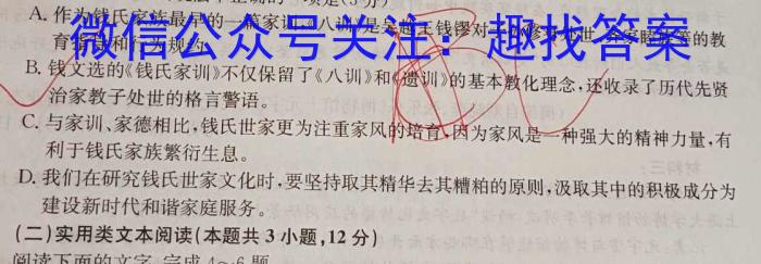 中考模拟系列2023年河北省中考适应性模拟检测(强化二)语文