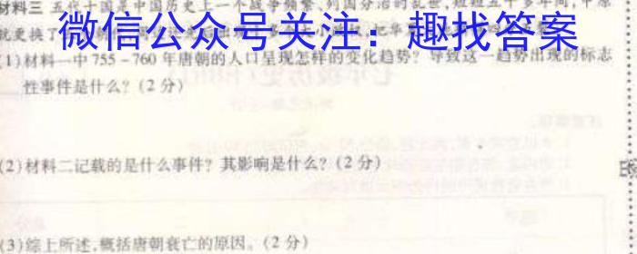 安徽省中考必刷卷·2023年名校内部卷（四）历史