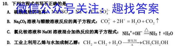 武汉市部分重点中学2022-2023学年度高一年级下学期期中联考化学