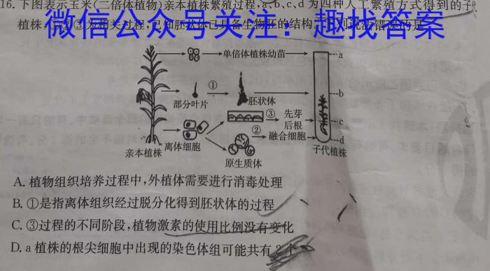 2025届山西大联考高一4月期中考试生物