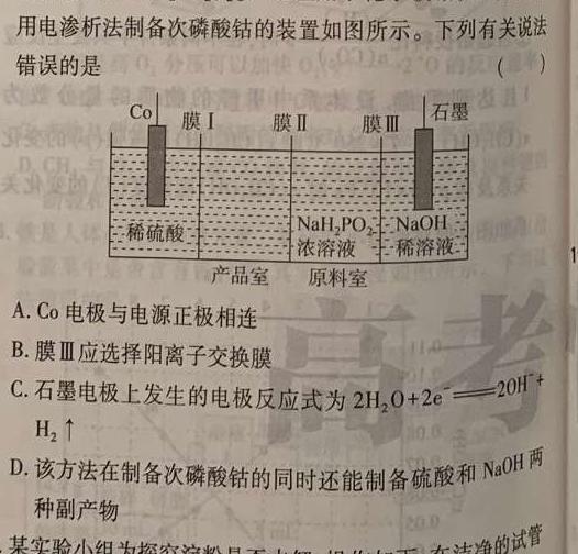 河北省2022-2023衡水中学下学期高三年级三调考试化学
