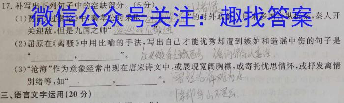 湘豫名校联考 2023年4月高三第二次模拟考试语文