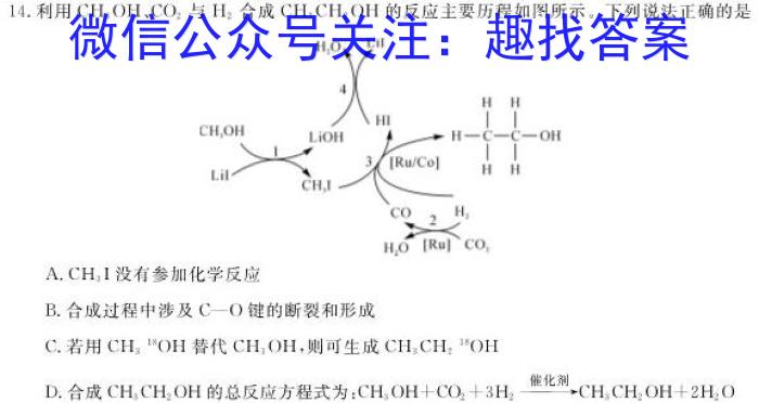 2023届九师联盟高三年级3月质量检测（新高考-G）化学