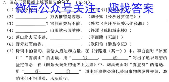 江西省2023届九年级第六次阶段适应性评估PGZXAJX语文