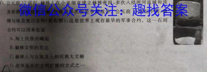 河北省2023年晋州市初中毕业班教学质量检测历史