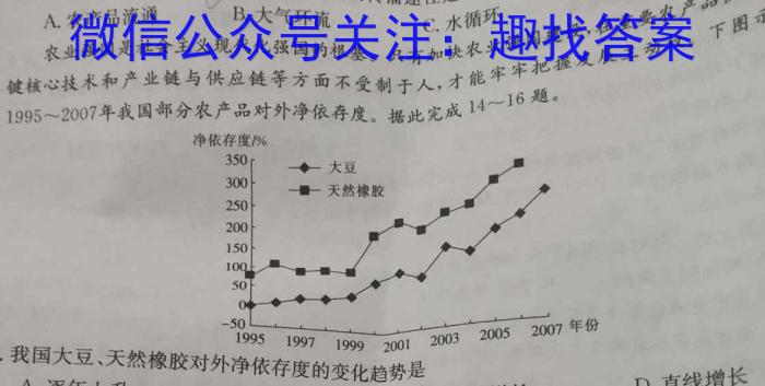 2023年山西省初中学业水平测试联考试卷（一）s地理