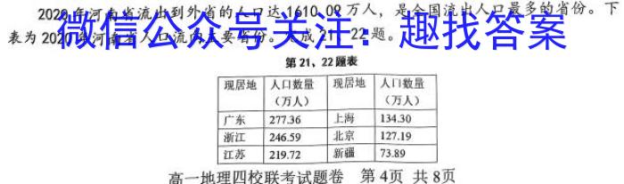 超级全能生2023高考卷地区高三年级4月联考（LL）l地理